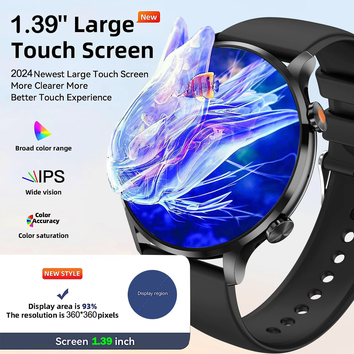 Body Temp Monitor Smartwatch for Women/ Men, 1.39'' HD Touch Screen with Sleep Monitor/ IP67 Waterproof / 100+Sports/ SMS Alerts