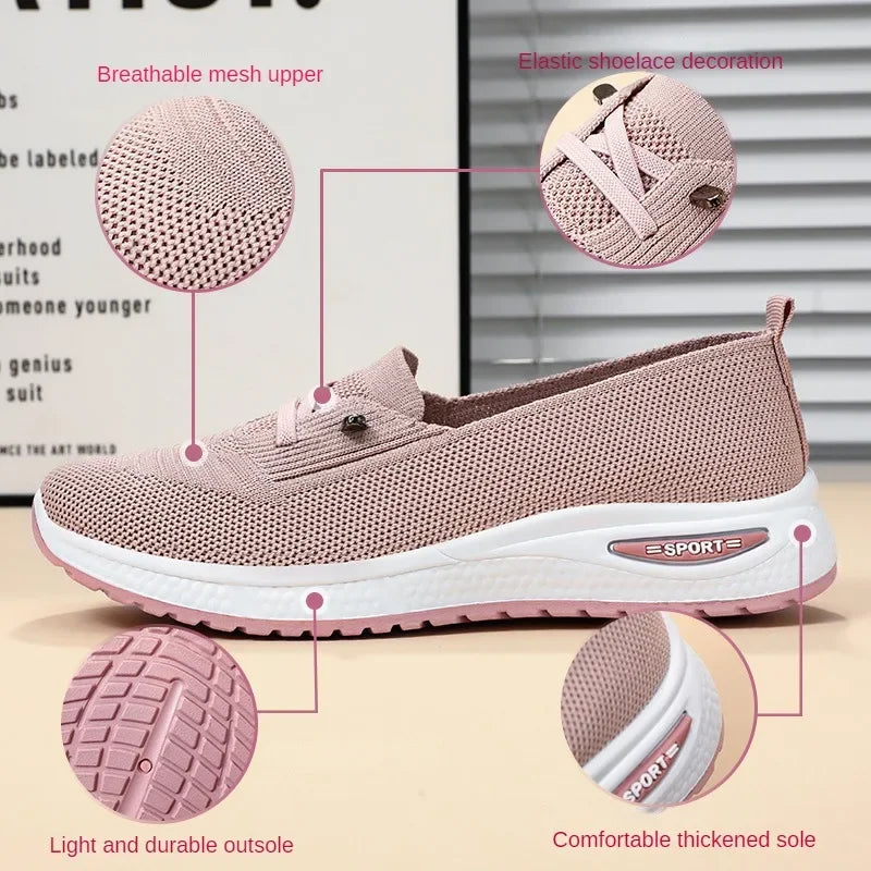 Women's Casual Sneakers Pink Chunky Sole Breathable Shoes 2025