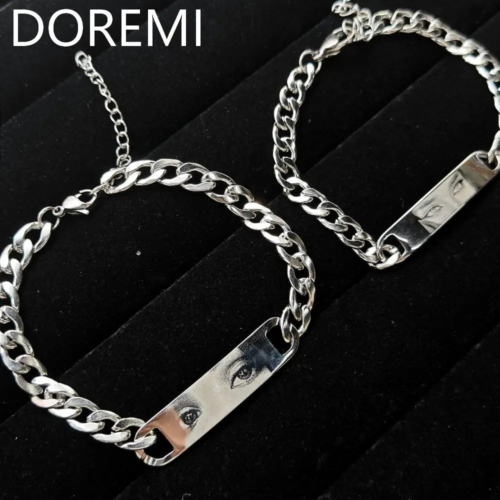 DOREMI New Products Custom Picture Engrave Eyes Photo Bracelet Cuban Chain Unisex Eyes Memory Bracelet