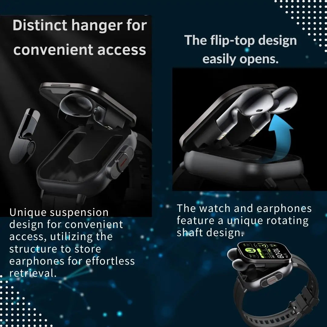 D8 2-In-1 Smartwatch And Earbuds NFC Music Control Sleep Monitor Fitness Tracker For iPhone Android