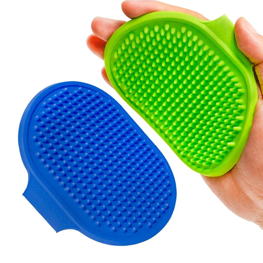 Dog Brush | Pet Shedding Shampoo Brush for Long & Short Hair | Grooming Rubber Comb for Cat & Dog  | Adjustable Handle (2 Pcs)