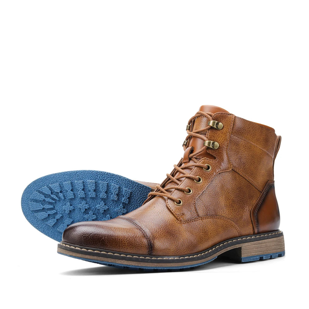 Spring Leather Boots with Zipper Classical Men Boots 2025 Fashion Comfortable Ankle Boots