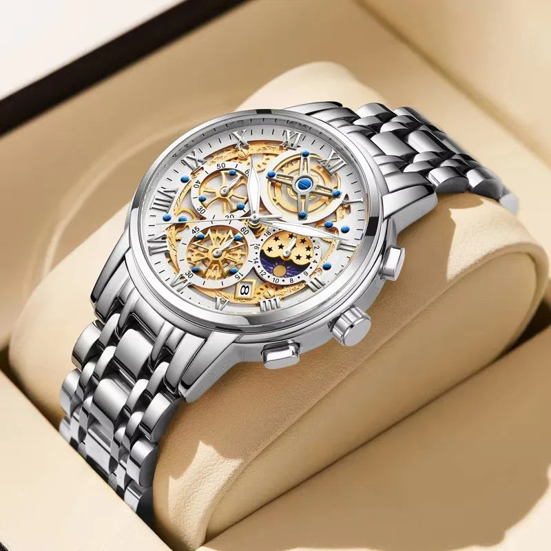 LIGE Luxury Fashion Men Watch Waterproof Luminous Date Man Wristwatch Stainless Steel Chronograph Quartz Men's Watches Reloj