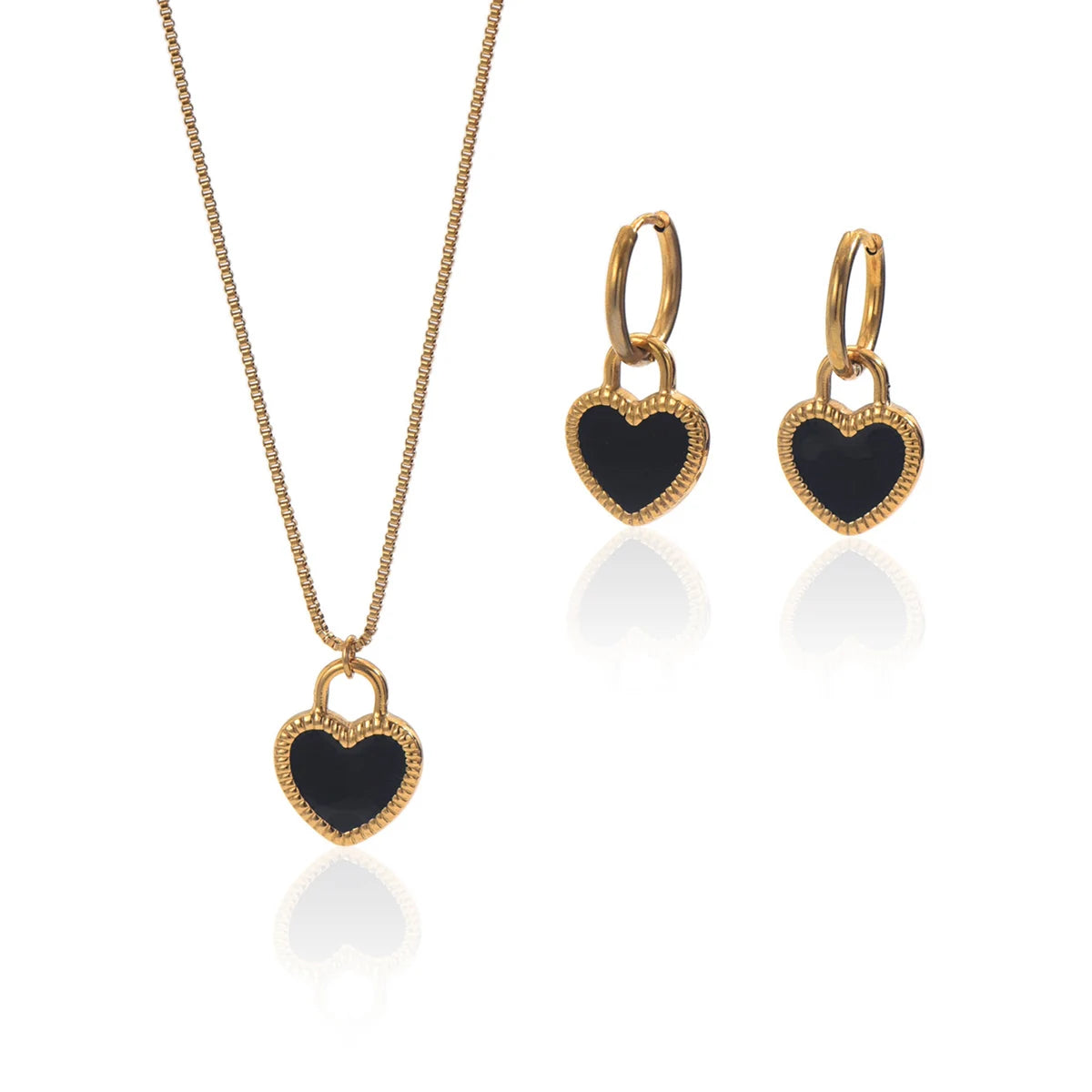 Lxalry 18K Gold Plated Heart Mirror Jewelry Set for Women