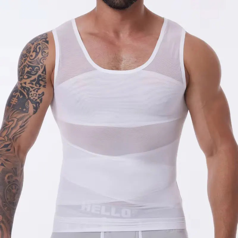 Tank Top Gynomastica Sleeveless Shapewear Vest Mesh Cross Suit 3XL Compression Shirt for Men Slimming Undershirt Body Shaper