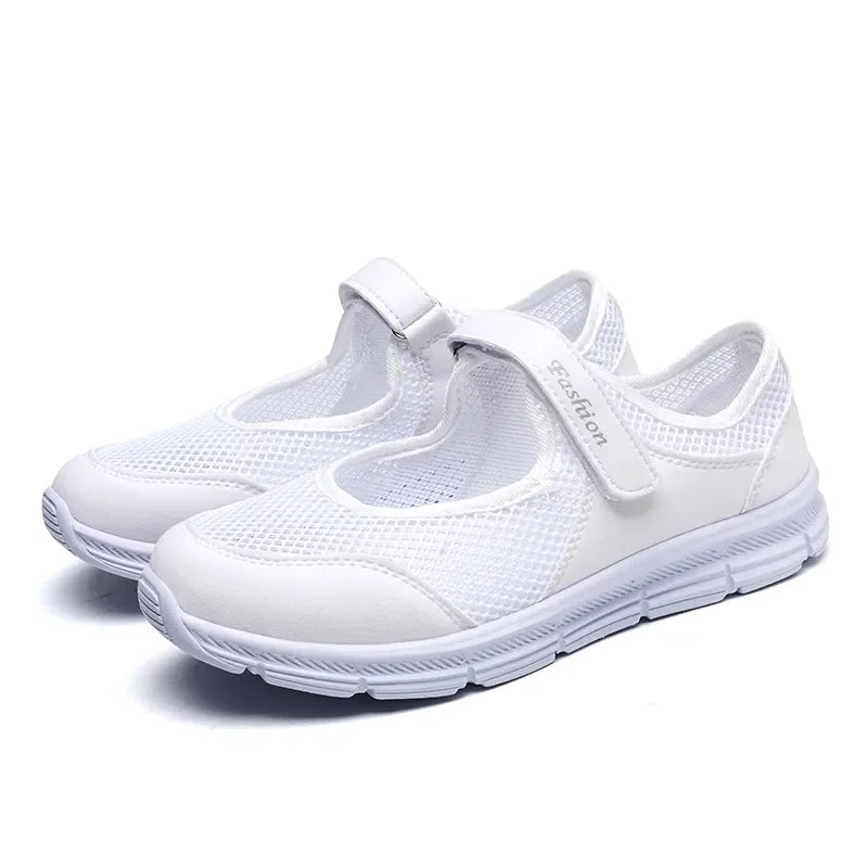 Breathable White Vulcanized Sneakers for Women Casual Walking Shoes