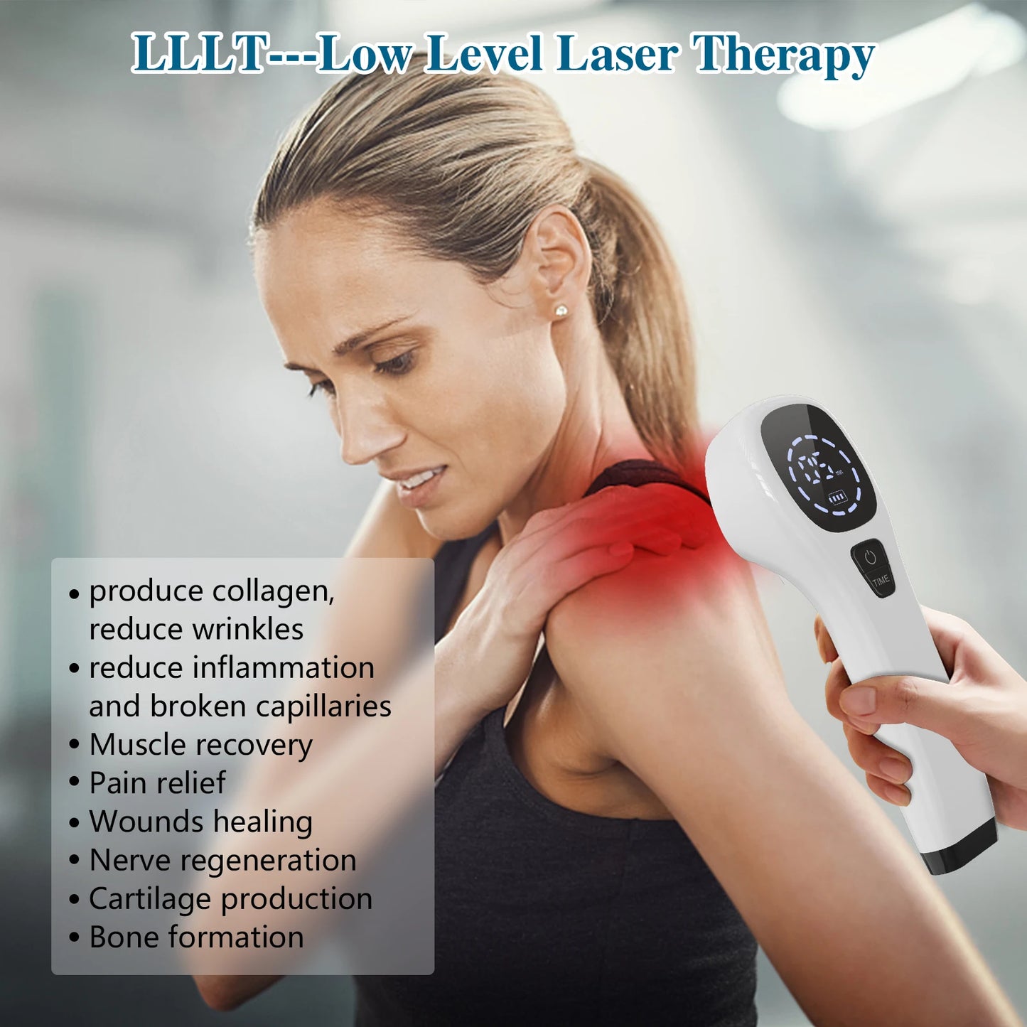 KTS LLLT Device 2x808nm Diodes for Body Pain Relief for Joints Frozen Shoulders Tennis Elbows Knees Back Pain Muscle Recovery