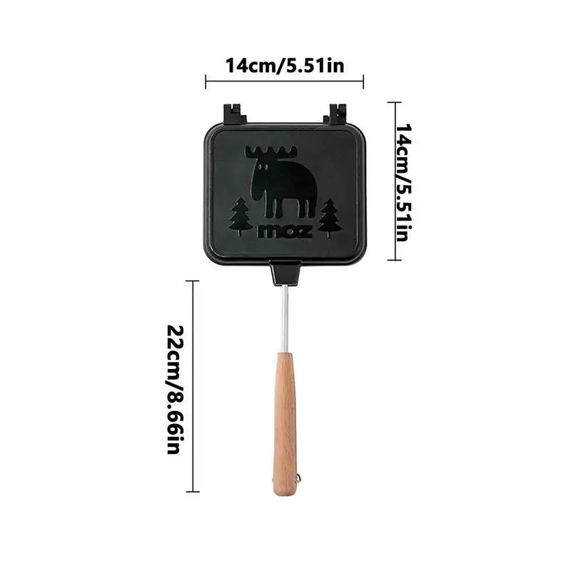 Grilled Cheese Maker Double Sided Detachable Portable Sandwich Cooker Camping Sandwich Maker Toaster With Wooden Handle