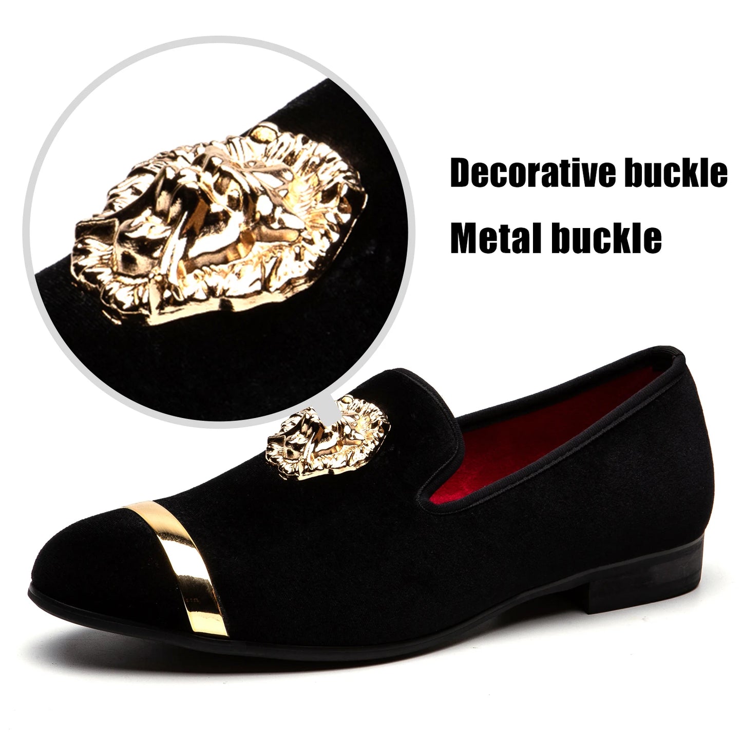 Men Velvet Dress Black Casual Tuxedo Slip-on Glitter Loafers Shoes