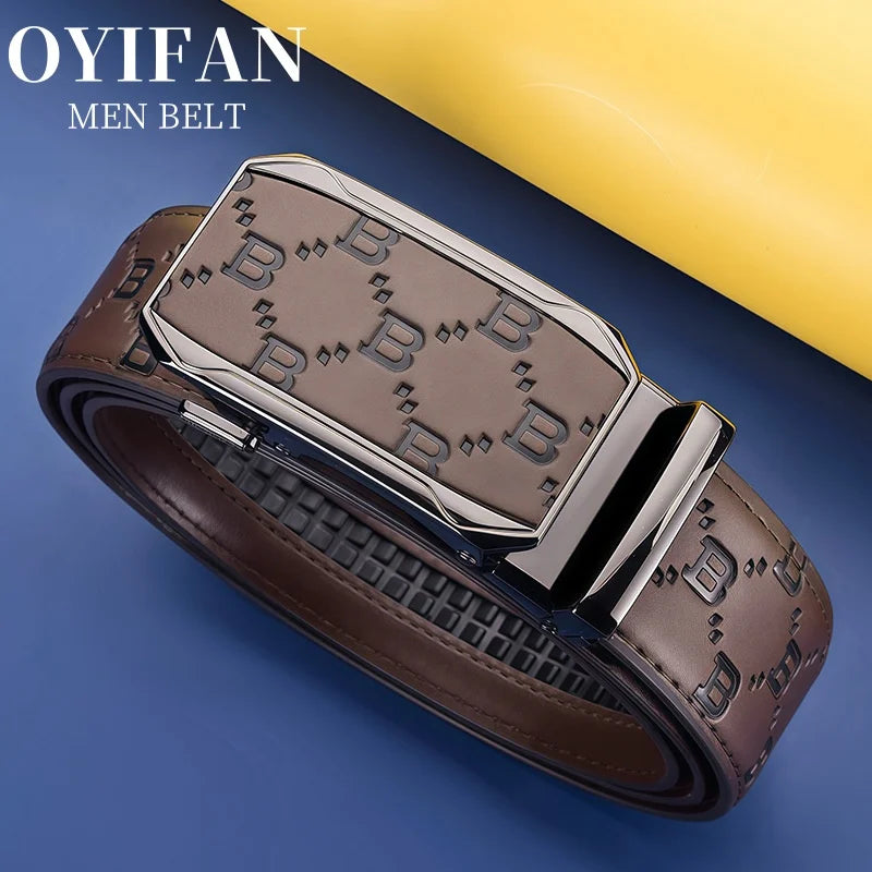 Black Brown Genuine Leather Belt Men, Luxury High Quality Automatic Buckle Belt, Business Casual Fashion Designer Belt for Men