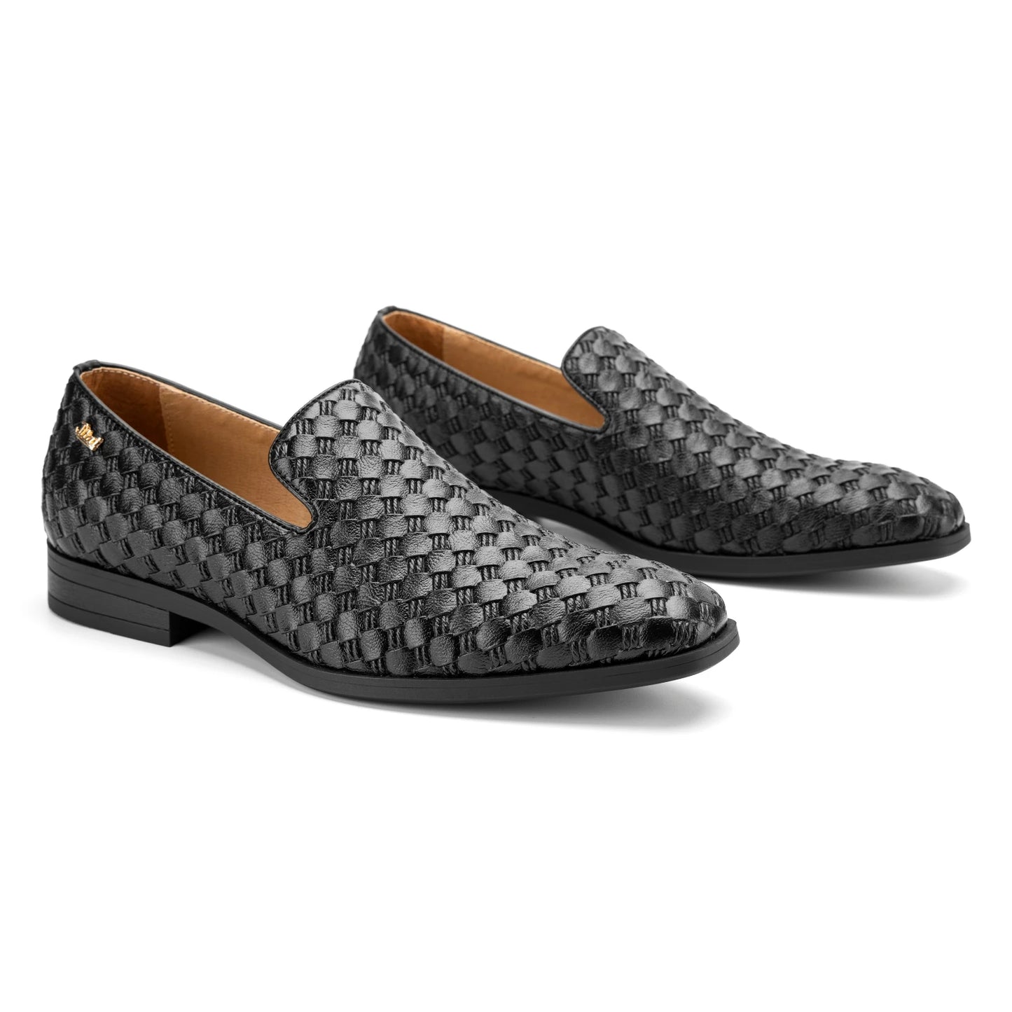 Men's Black Loafers Leather Dress Shoes with Metal Button Slip on Wedding Luxury Brand Casual Shoes