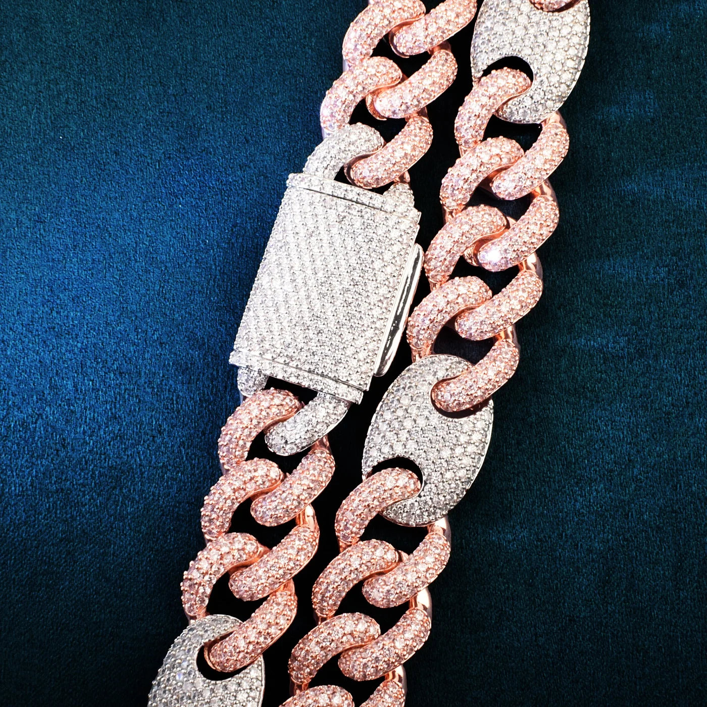 18MM Mixed Color Men's Cuban Chain Bracelet Solid Back Full Zircon Hip Hop Miami Link Fashion Rock Jewelry