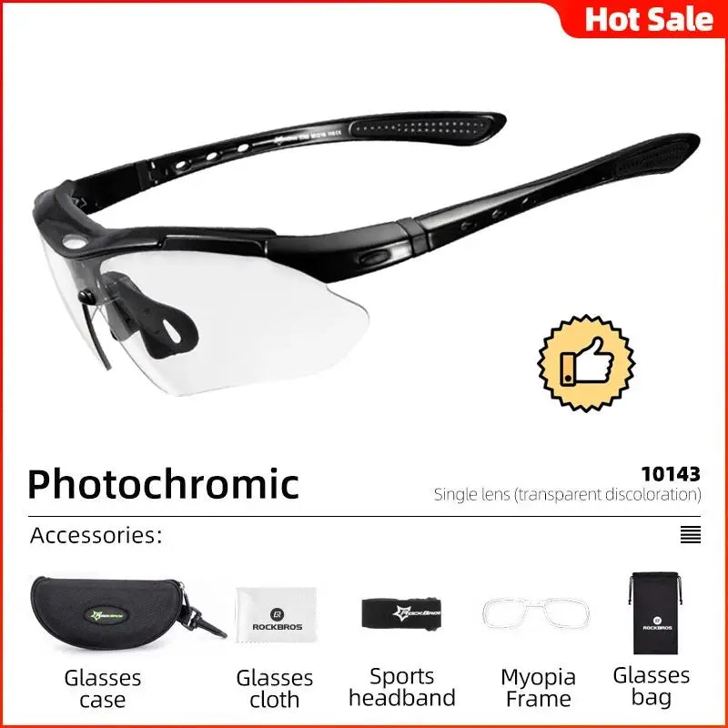 Rockbros Photochromic Cycling Glasses for Men and Women Sports