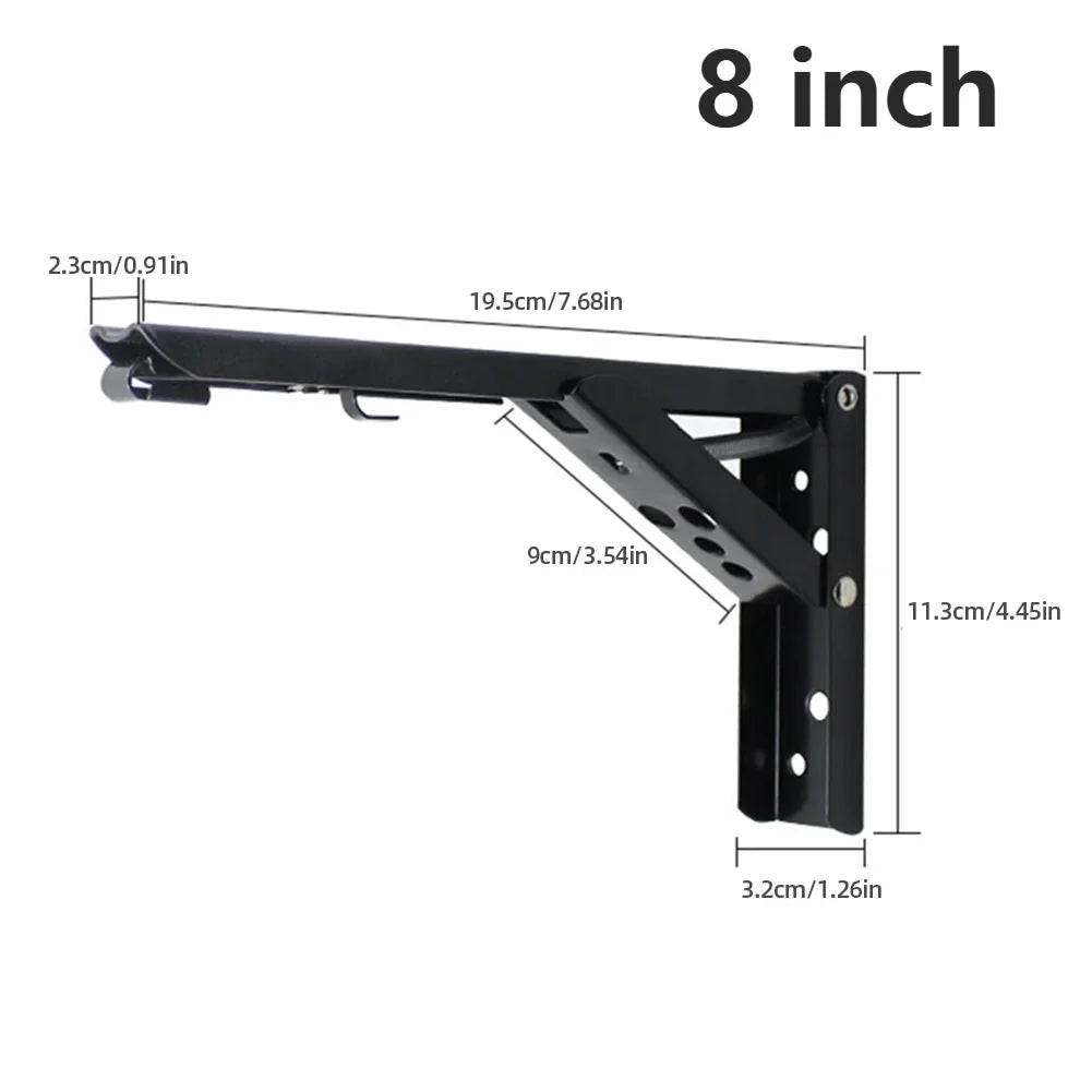 1/2PCS 8-14 Inch Black Triangle Folding Angle Bracket Heavy Support Adjustable Wall Shelves Mounted Table Shelves Home Hardware