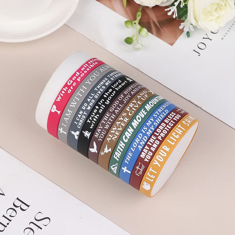 40pcs Inspirational Bible Verse Silicone Bracelets Faith-Based Rubber Wristbands, Perfect Christian Gifts For Men, Women & Teens